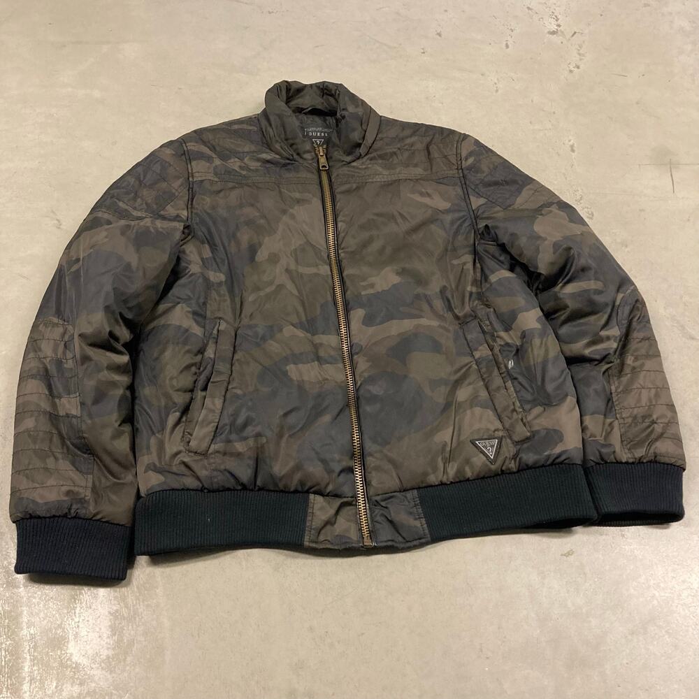 vintage y2k camo guess bomber jacket